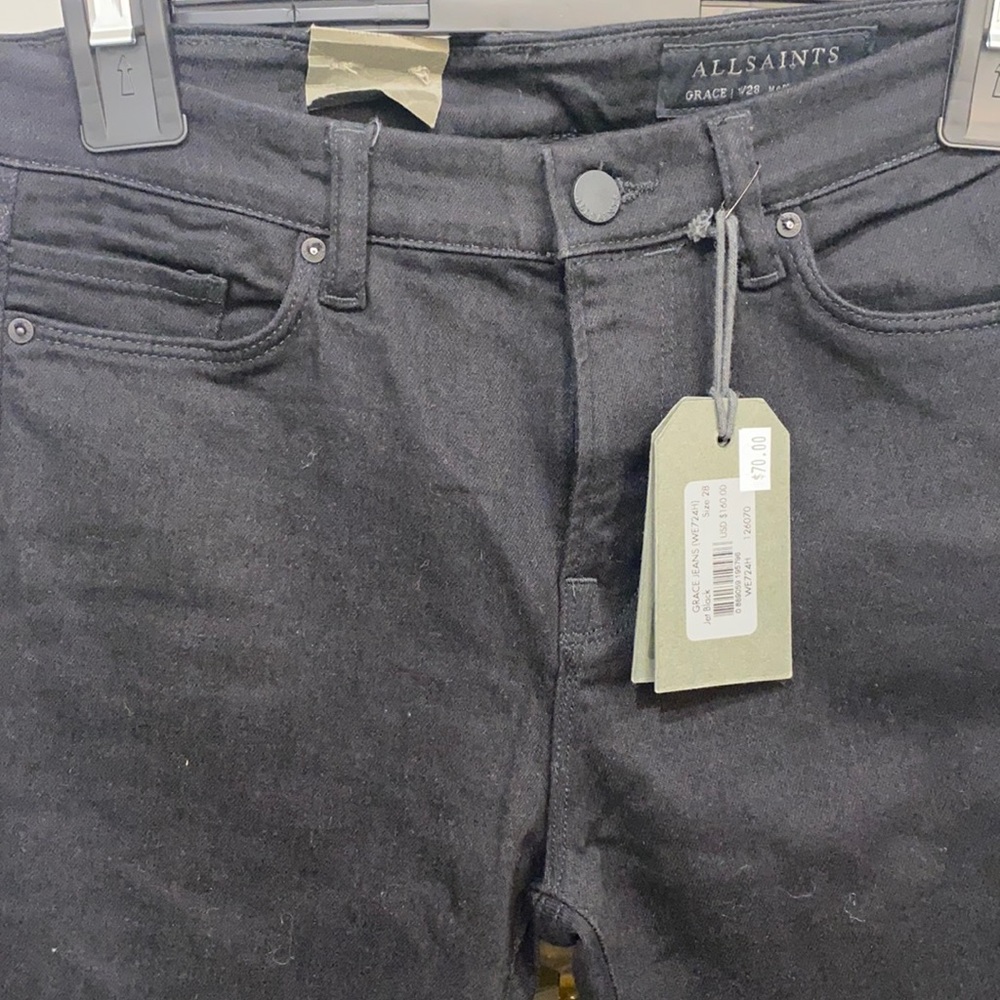 ALL SAINTS-JET BLACK GRACE JEANS SIZE 28